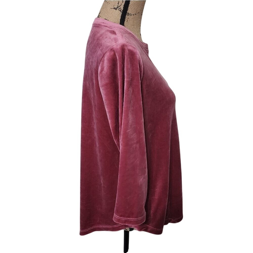 Westbound Petites Mauve Velour 3/4 Sleeve Pocket Top PM RN58909 - Picture 3 of 5